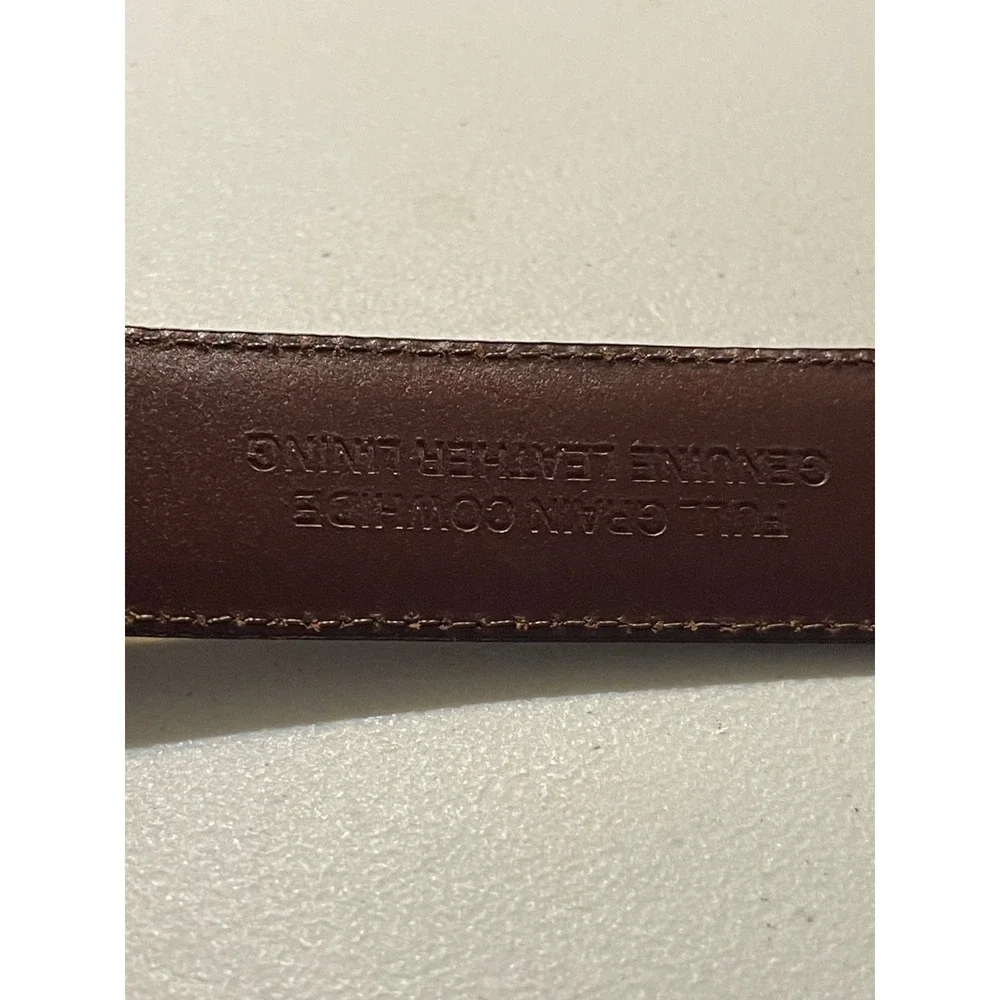 Fossil Leather Belt Mens‎ 46 Burgundy Brown Excellent Solid Brass MB2122B